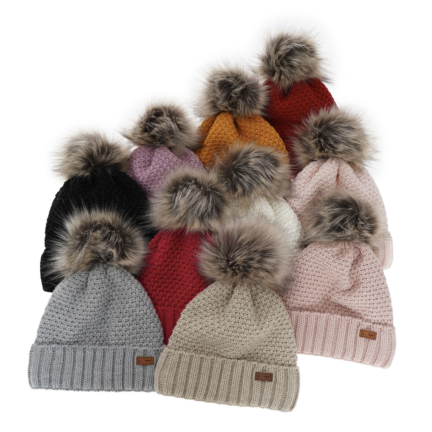 Meisjes wintermuts, rood, met garen pompon, Pola