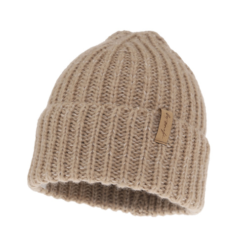 Bonnet d'hiver femme, beige, avec laine mérinos, Caro