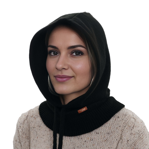 Dames winter bivakmuts, zwart, met merinowol, Elizabeth