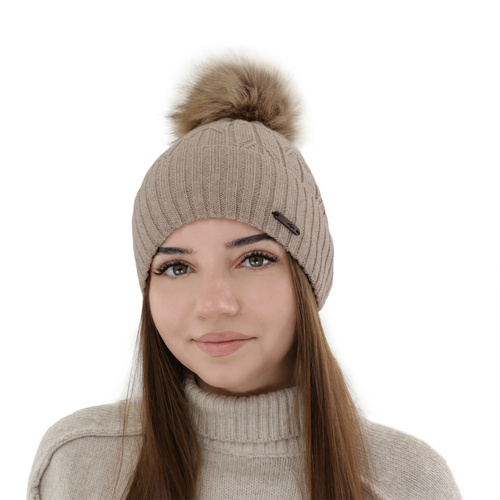 Bonnet d'hiver femme, rose, avec laine mérinos, Talaria