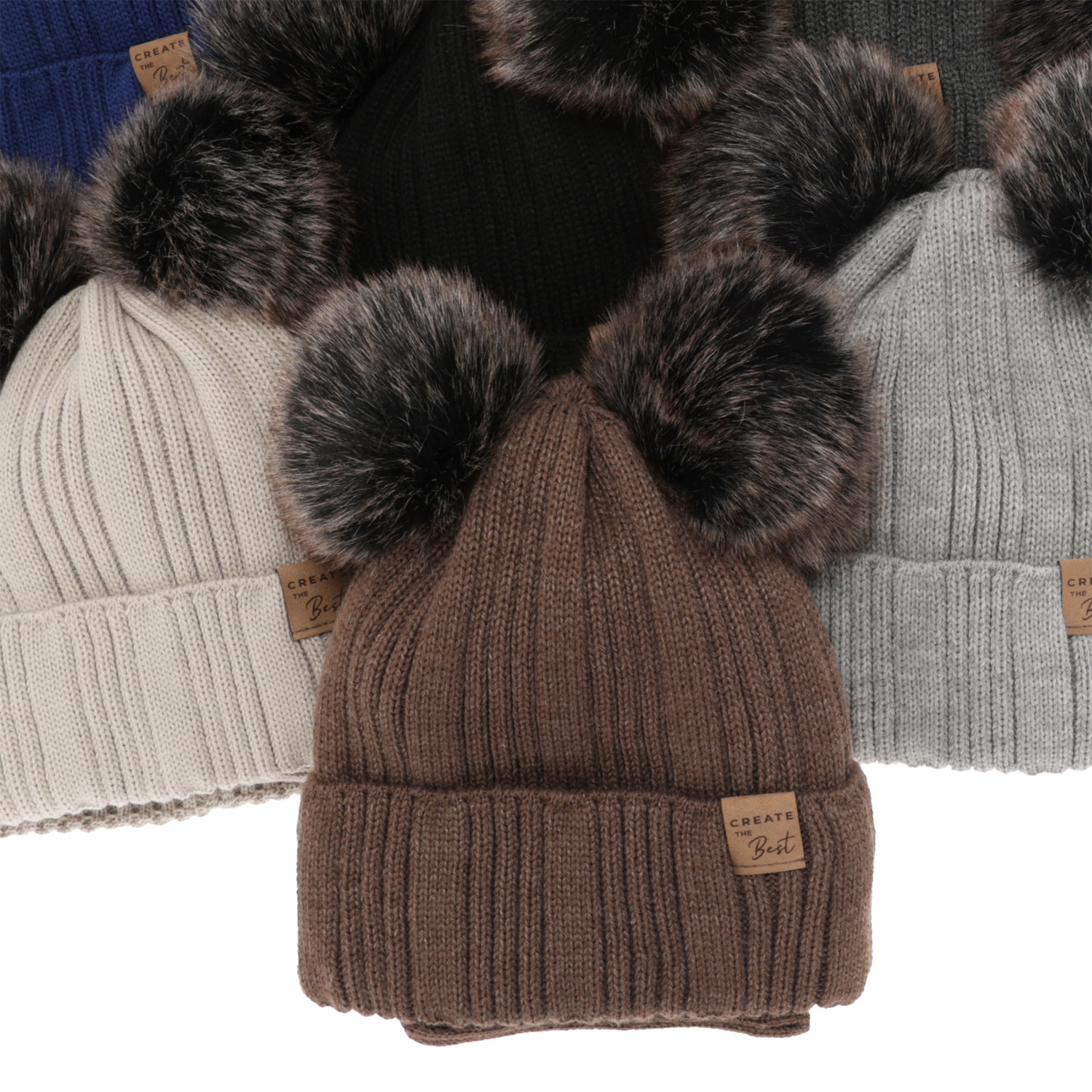 Ensemble d'hiver garçon: bonnet et snood, bleu, avec deux pompons, Bilard