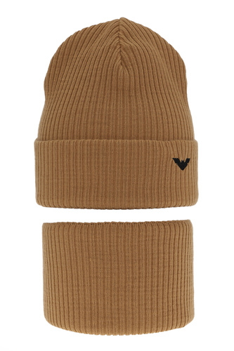 Ensemble d'hiver garçon: bonnet et snood, camel, Romeo