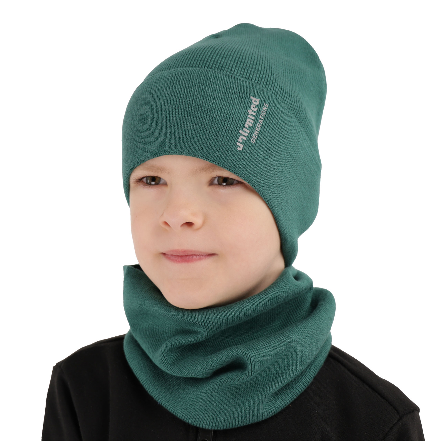 Ensemble automne/printemps garçon: bonnet et snood, met katoen, bleu, Timothe