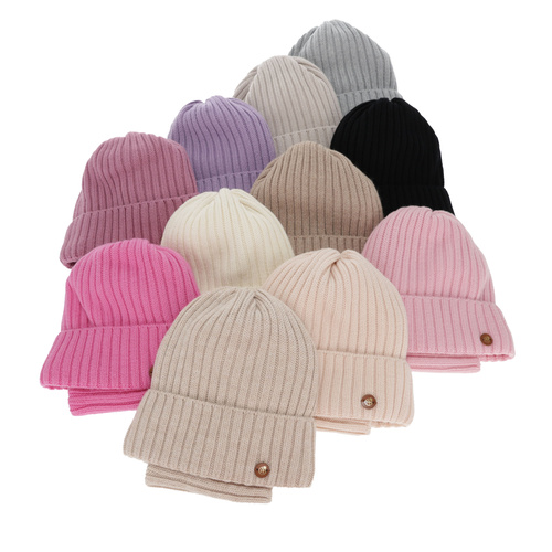 Meisjes winter set (muts en buissjaal), roze, 100% merinowol, gevoerd met katoen, Vanira