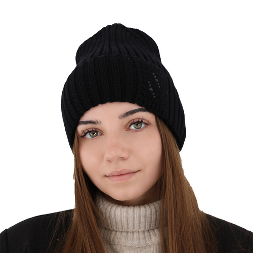 Bonnet d'hiver femme, rose, avec laine mérinos, Ariga