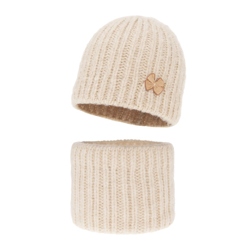Ensemble d'hiver fille: bonnet et snood, beige clair, Ingrid