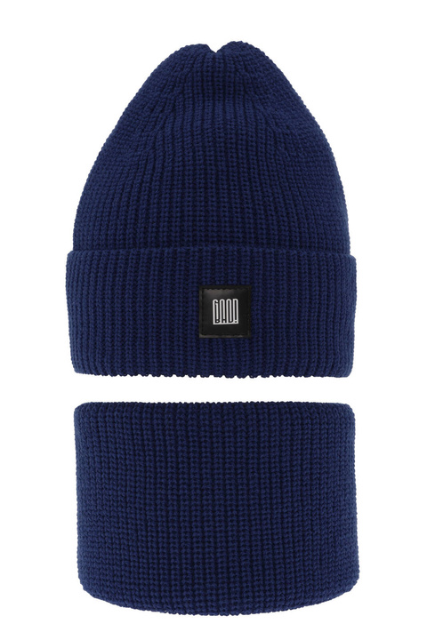 Ensemble d'hiver garçon: bonnet et snood, bleu foncé, Amadeo