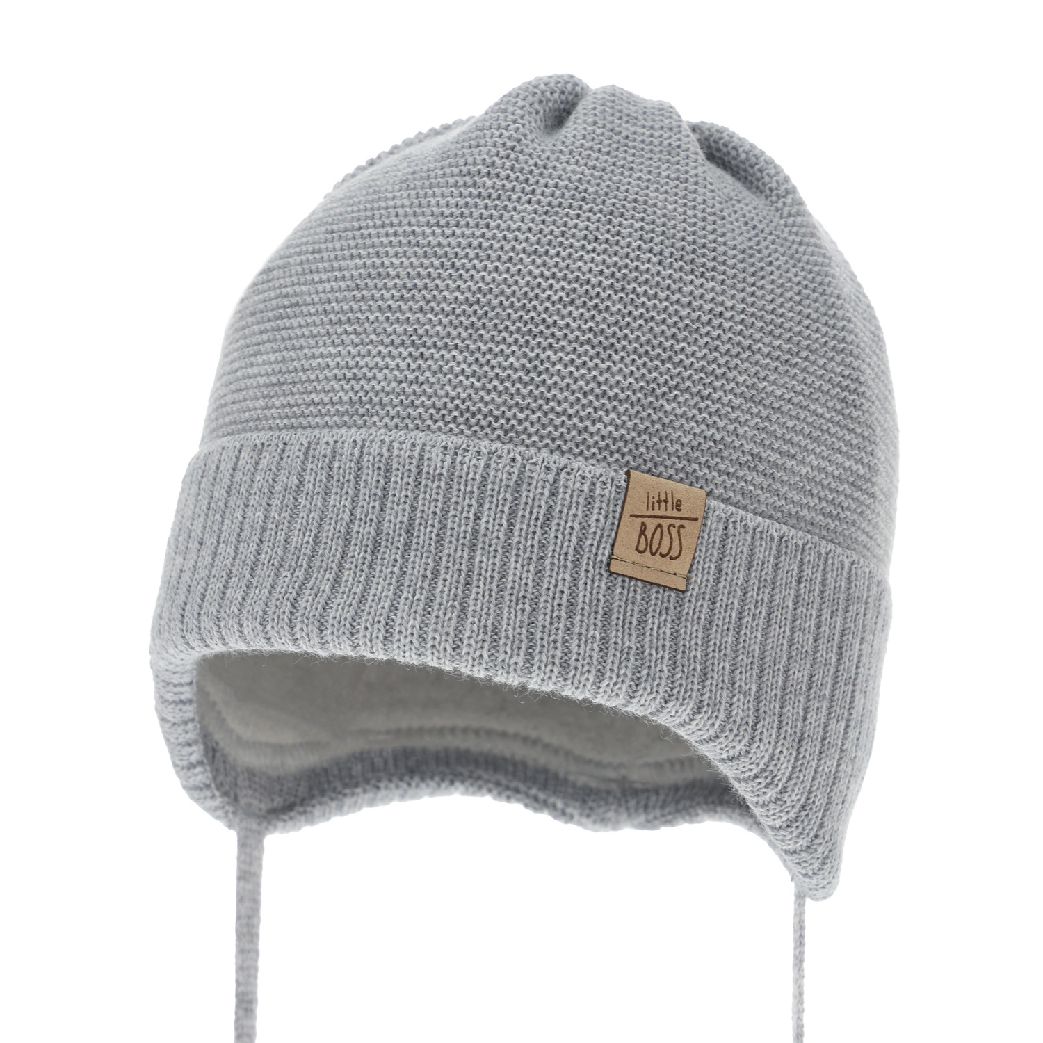 Bonnet d'hiver garçon, gris, avec laine mérinos, Darsi