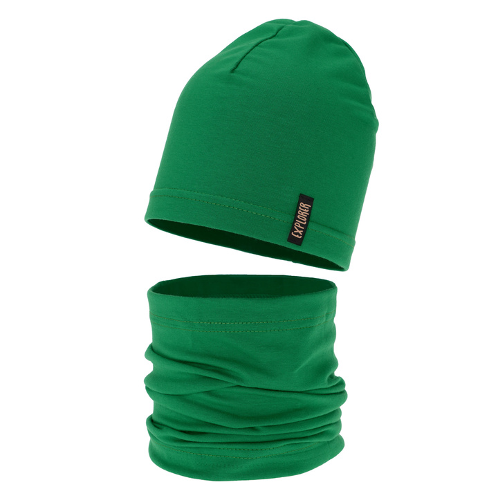 Ensemble automne/printemps garçon: bonnet et snood, vert, Hobart