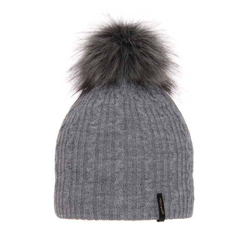 Dames wintermuts, grijs, met garen pompon, Xena