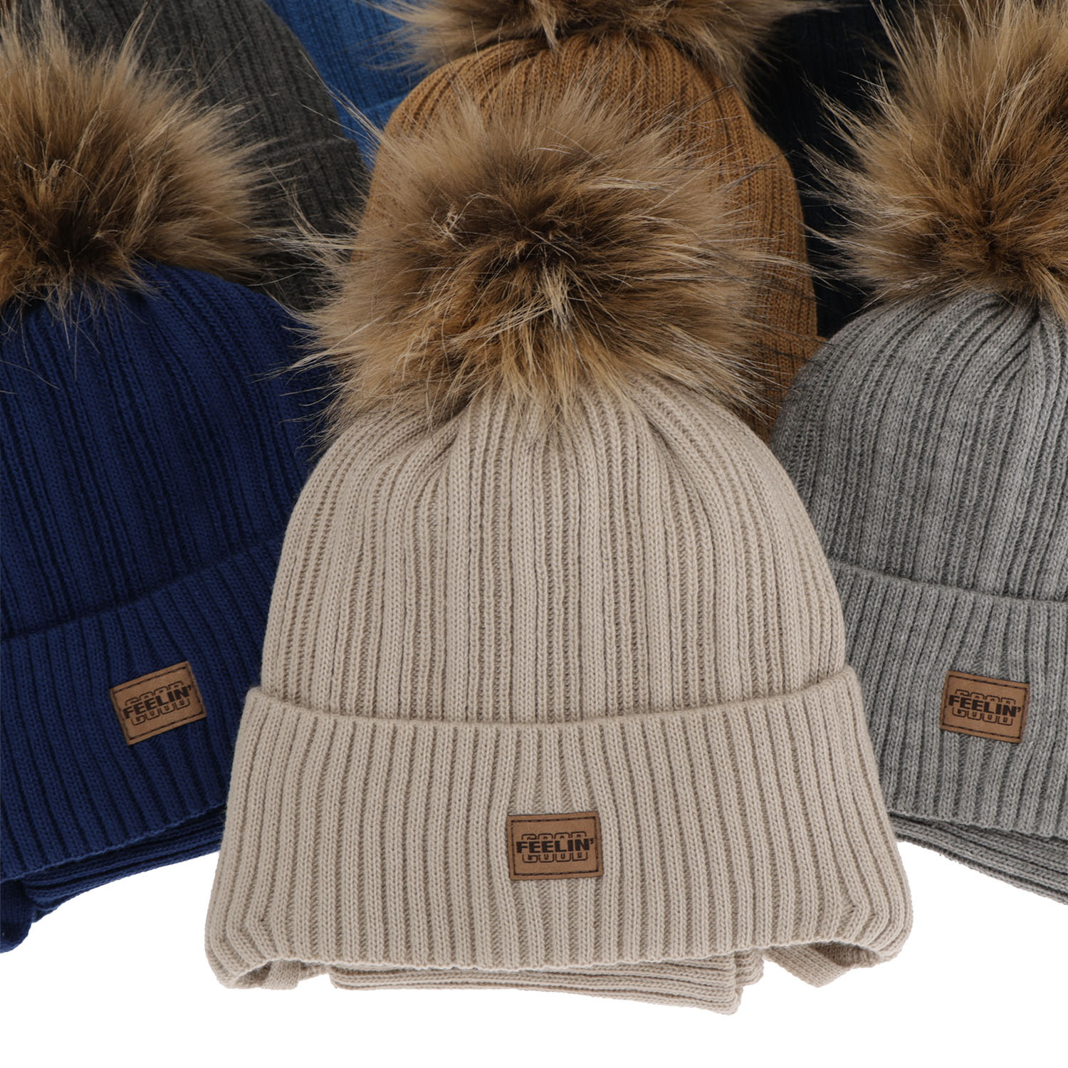 Ensemble d'hiver garçon: bonnet et snood, noir, avec pompon, Eger