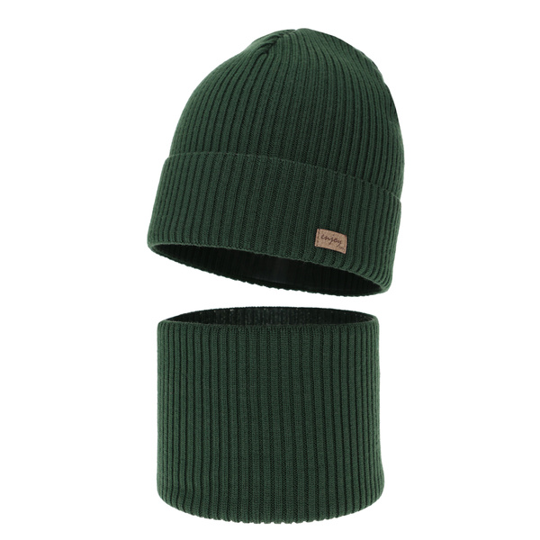 Ensemble automne/printemps garçon: bonnet et snood, vert, avec laine mérinos, Intro