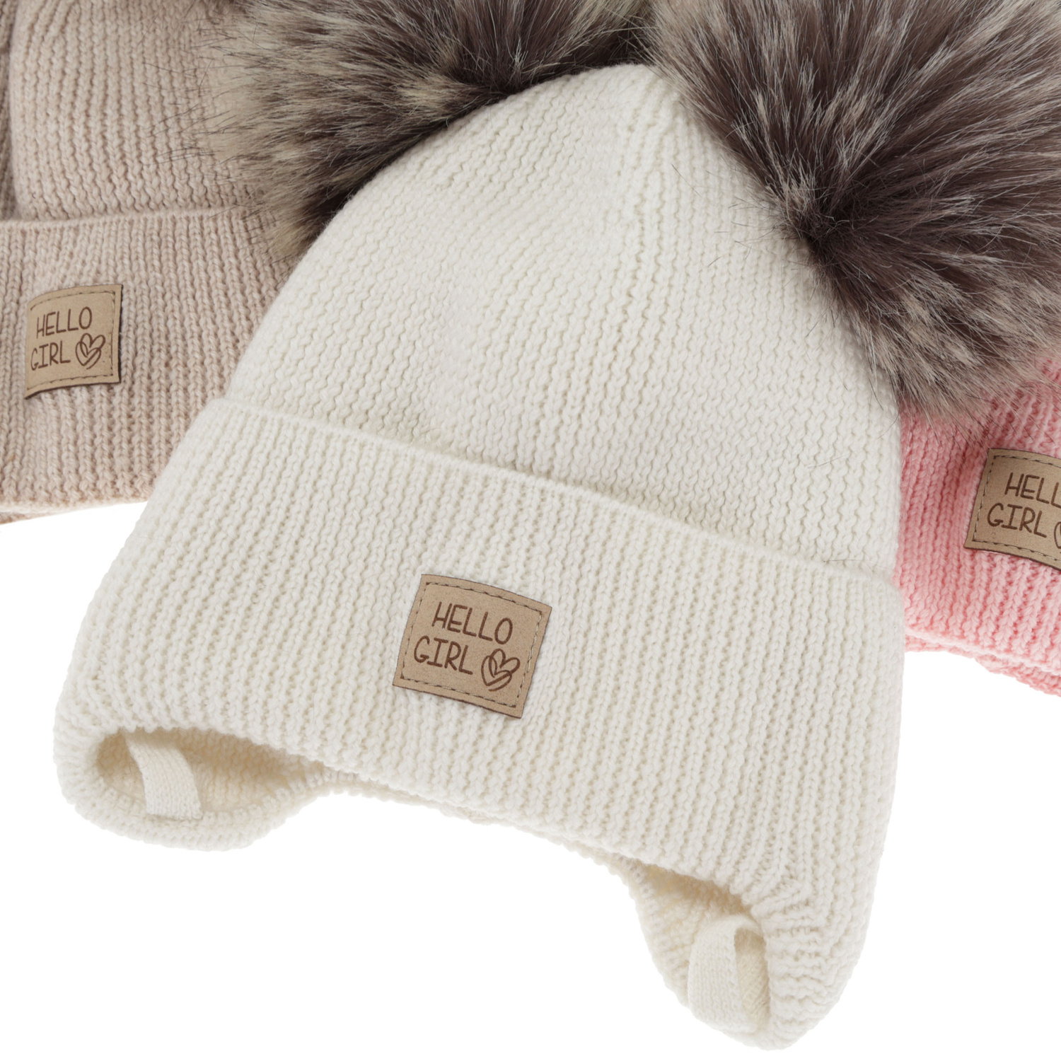 Meisjes wintermuts, roze, 100% Merino Wol, gevoerd met wollen fleece, met bindkoorden, Trudina