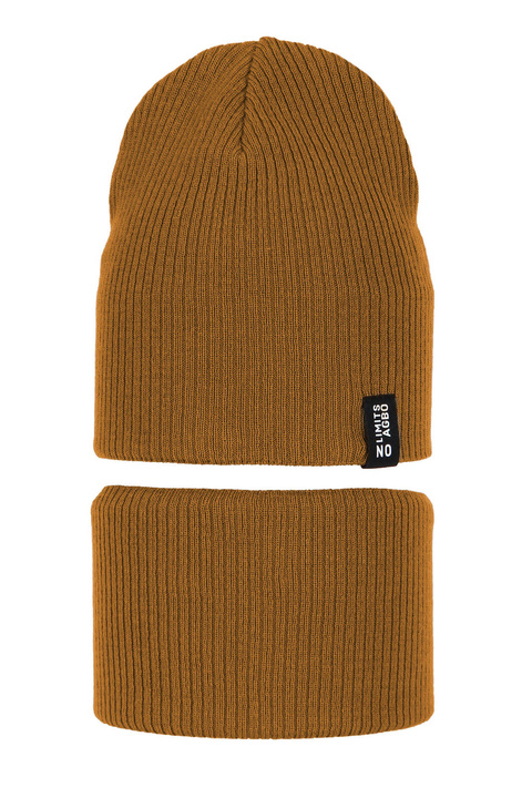 Jongens herfst/lente set muts en buissjaal, met katoen, mosterdgeel, Tunis