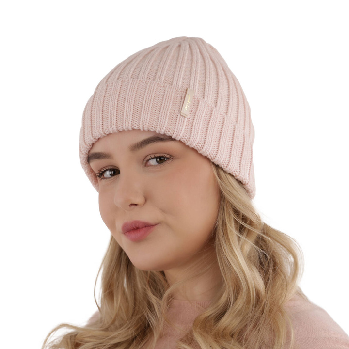 Bonnet d'hiver femme, rose, avec laine mérinos, Missi