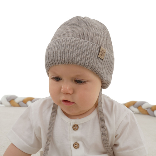 Bonnet d'hiver garçon, beige, avec laine mérinos, Darsi