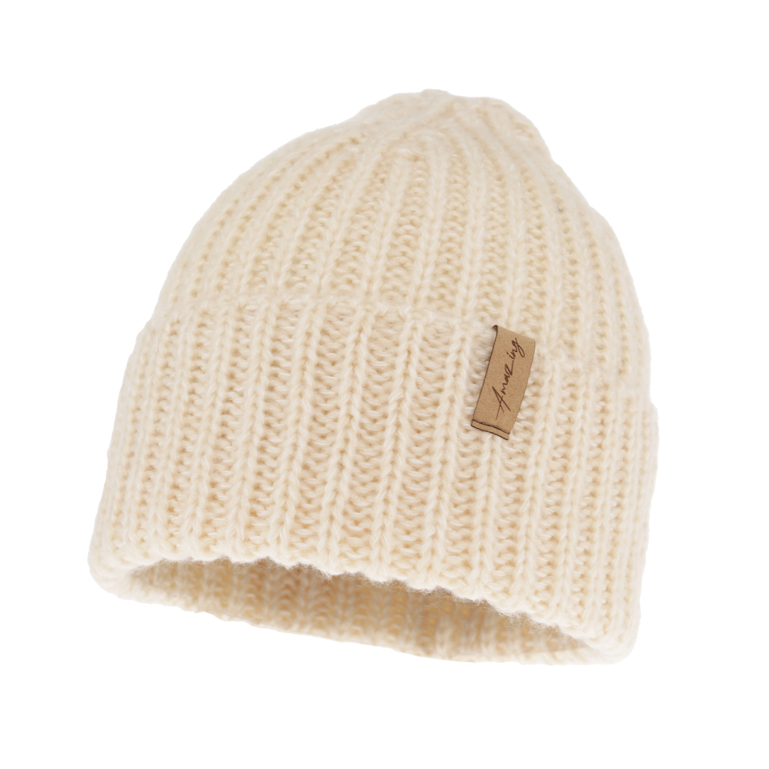 Bonnet d'hiver femme, crème, avec laine mérinos, Caro