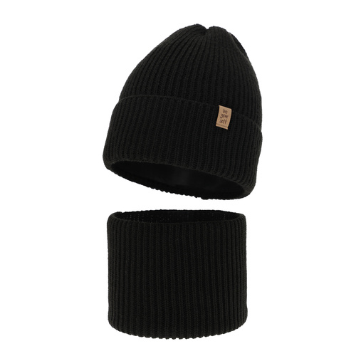 Ensemble d'hiver fille: bonnet et snood, noir, Edera
