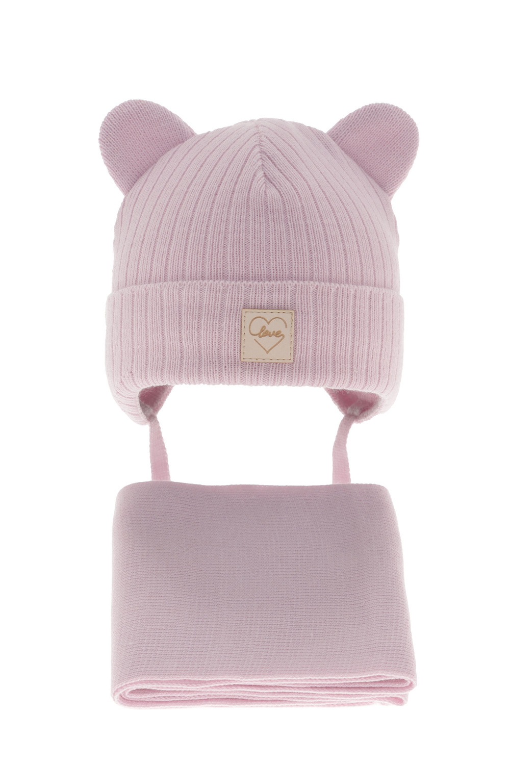 Ensemble d'hiver fille: bonnet et écharpe, lilas, avec liens, Antola