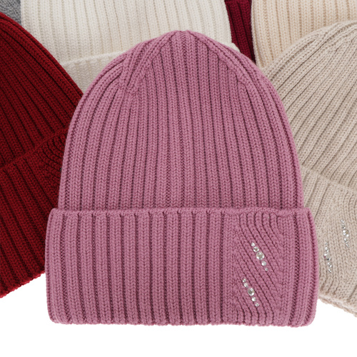 Bonnet d'hiver femme, beige, avec laine mérinos, Ariga