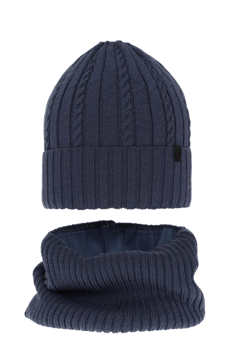 Ensemble d'hiver garçon: bonnet et snood, bleu, avec laine mérinos, Kairo