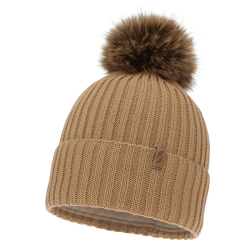 Dames wintermuts, camel, met merinowol, Zamira