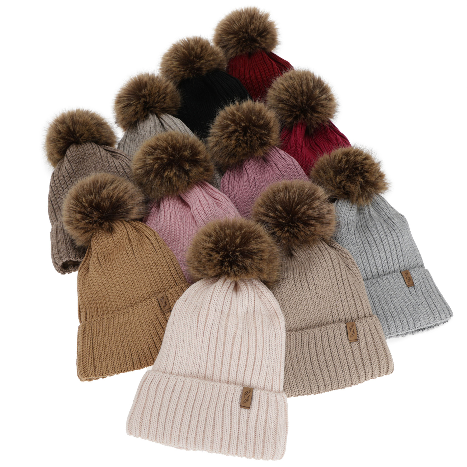 Dames wintermuts, amarantowa, met merinowol, Zamira