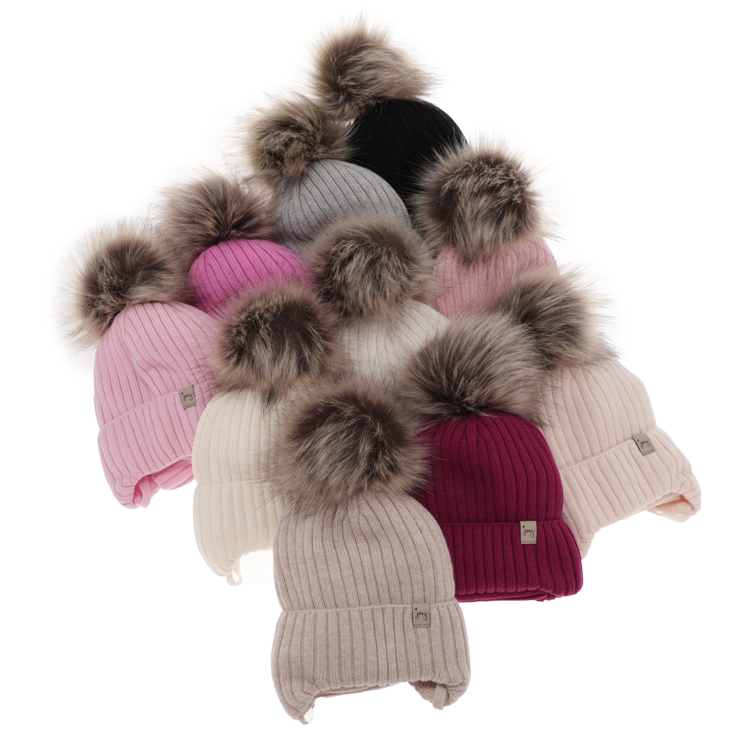 Ensemble d'hiver fille: bonnet et snood, gris, avec laine mérinos, avec liens, Junika