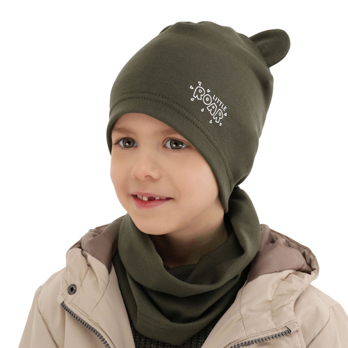 Ensemble automne/printemps garçon: bonnet et snood, brun, Cymes