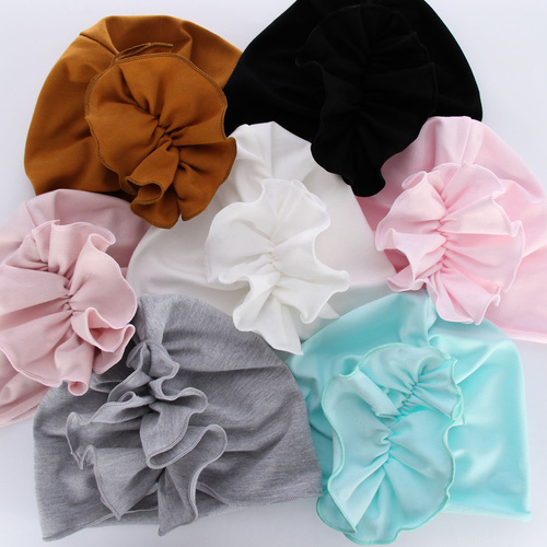 Meisjes herfst/lente muts, Koraal, Met decoratieve plooien, Werka