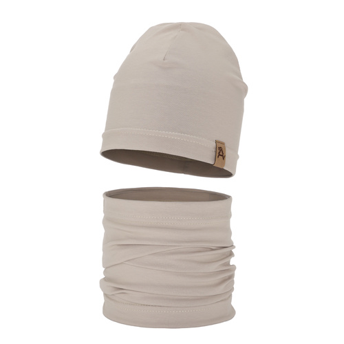 Ensemble automne/printemps garçon: bonnet et snood, beige, Griffin