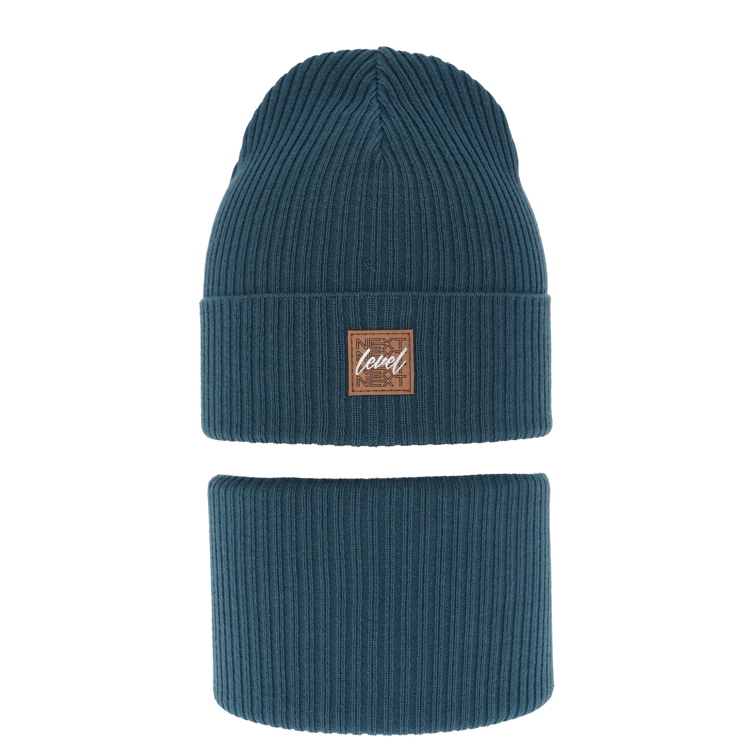 Ensemble automne/printemps garçon: bonnet et snood, met katoen, bleu, Fenix