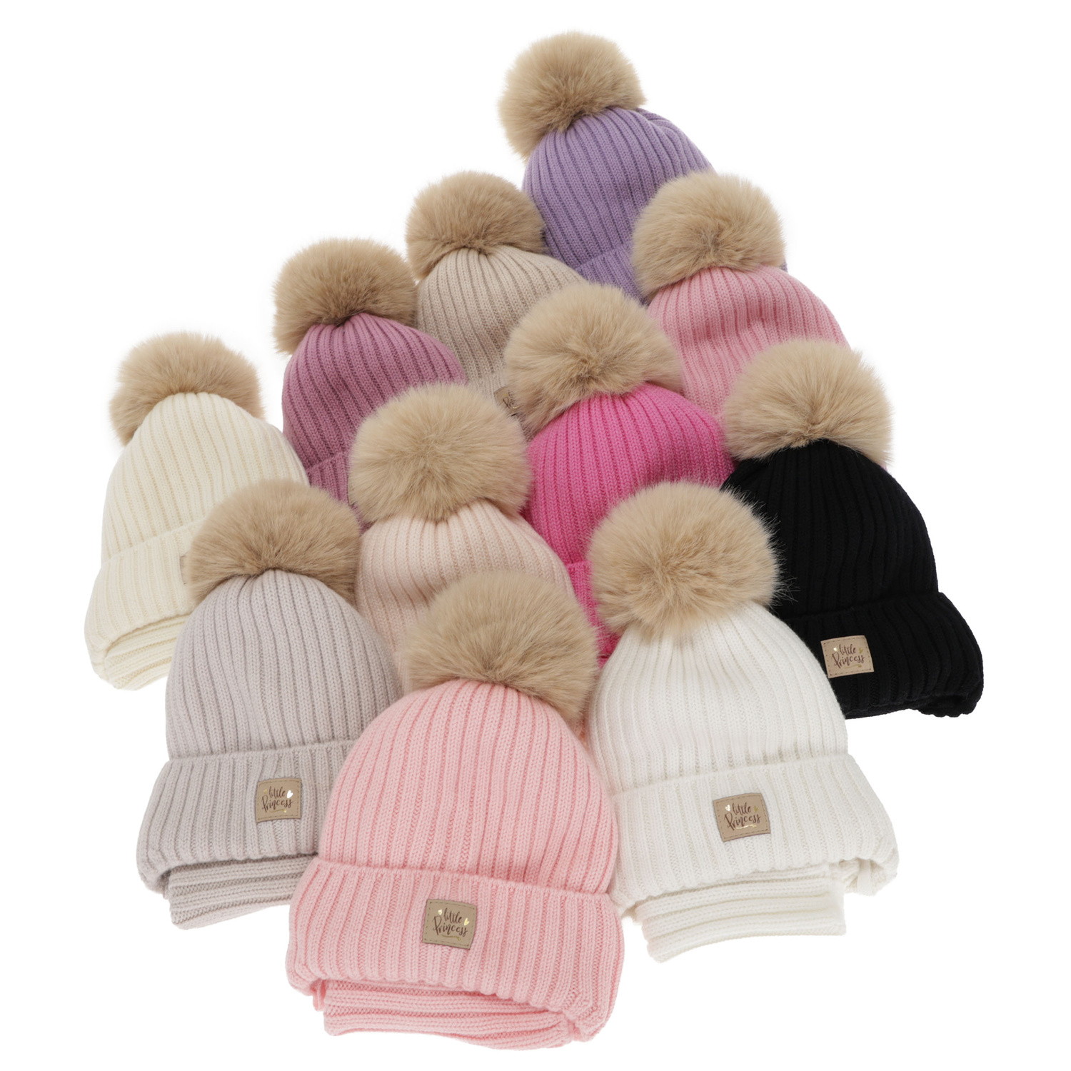 Meisjes winter set: muts en buissjaal, lichtroze, 100% Merino Wol, met bindkoorden, gevoerd met katoen, Malesia