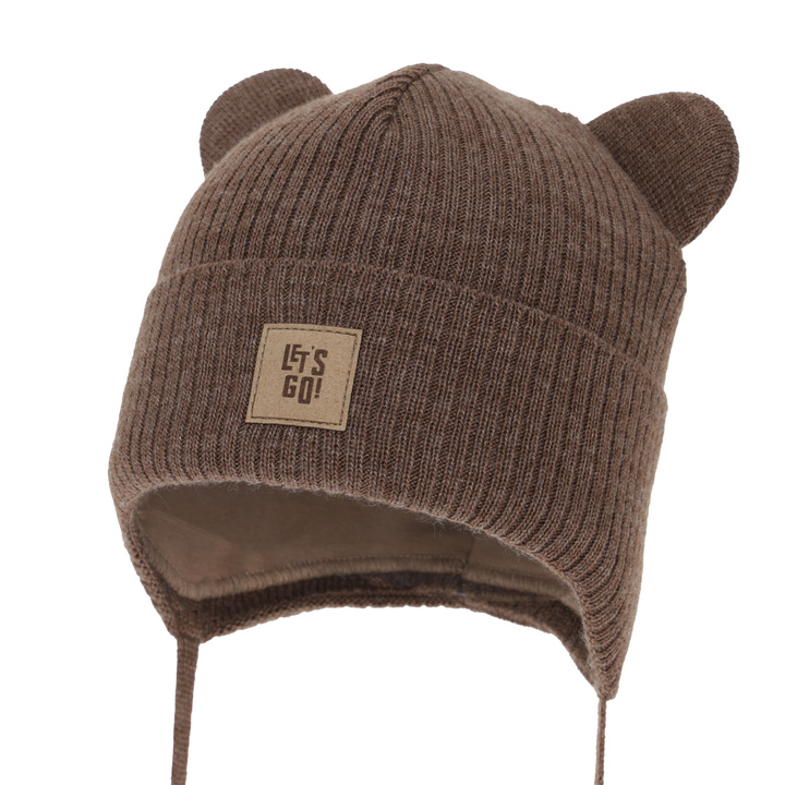 Bruine herfst, lente muts met oorflappen voor jongens Dewin