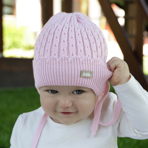 Bonnet automne/printemps fille, blanc, avec liens, Tema