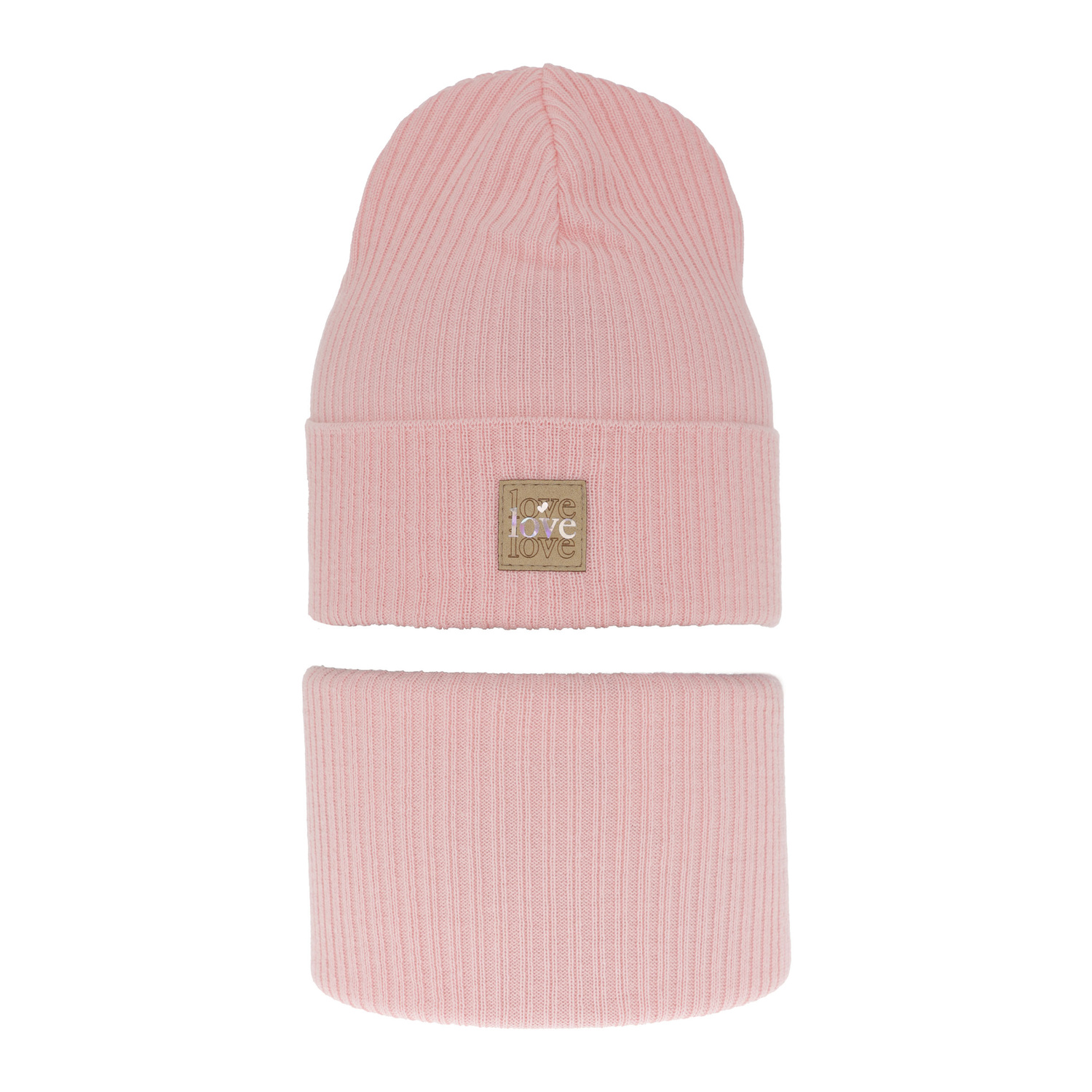 Ensemble automne/printemps fille: bonnet et snood, met katoen, rose, Furora