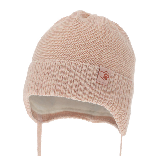 Bonnet d'hiver fille, morel, avec liens, avec laine mérinos, Dari