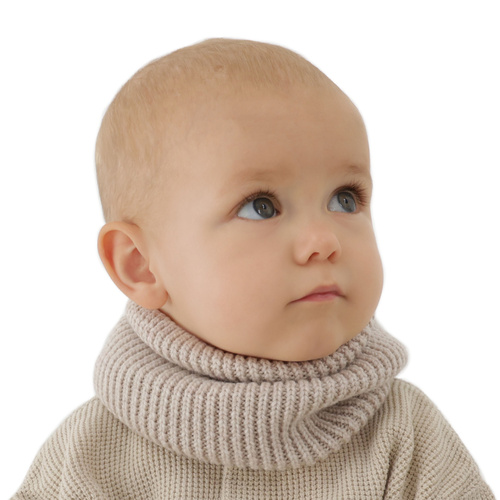 Snood d'hiver enfant, blanc, 100% Laine Mérinos Extrafine, Vanilla