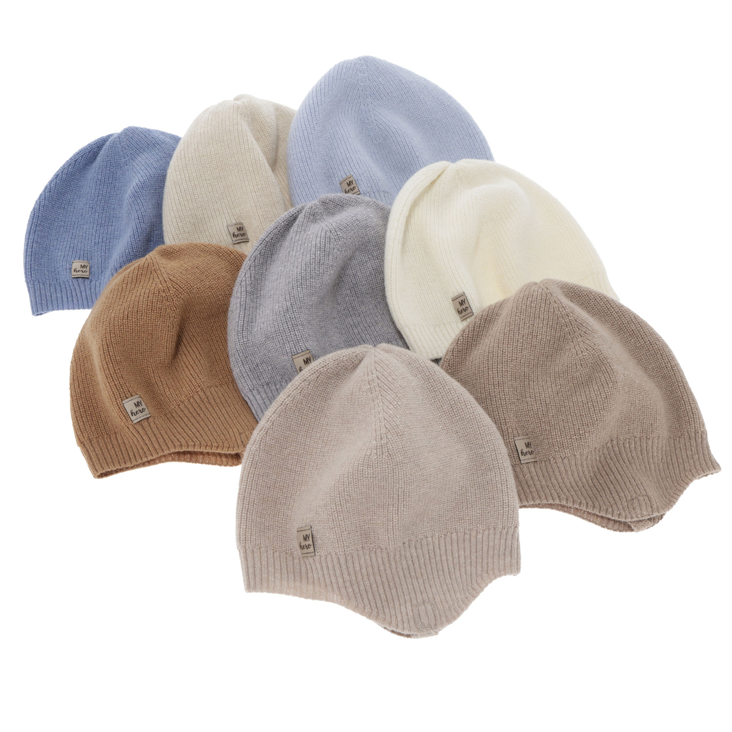 Jongens herfst/lente muts, camel, met merinowol, met bindkoorden, Tono