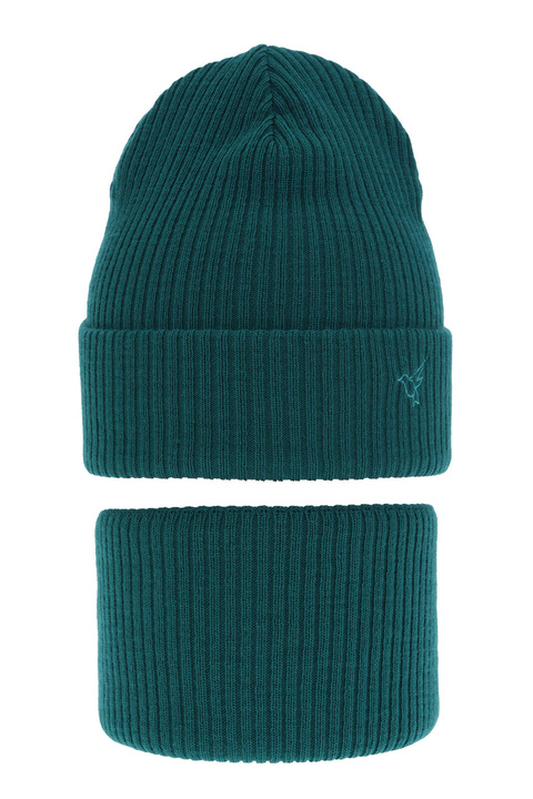 Ensemble d'hiver fille: bonnet et snood, vert émeraude, Rosetta