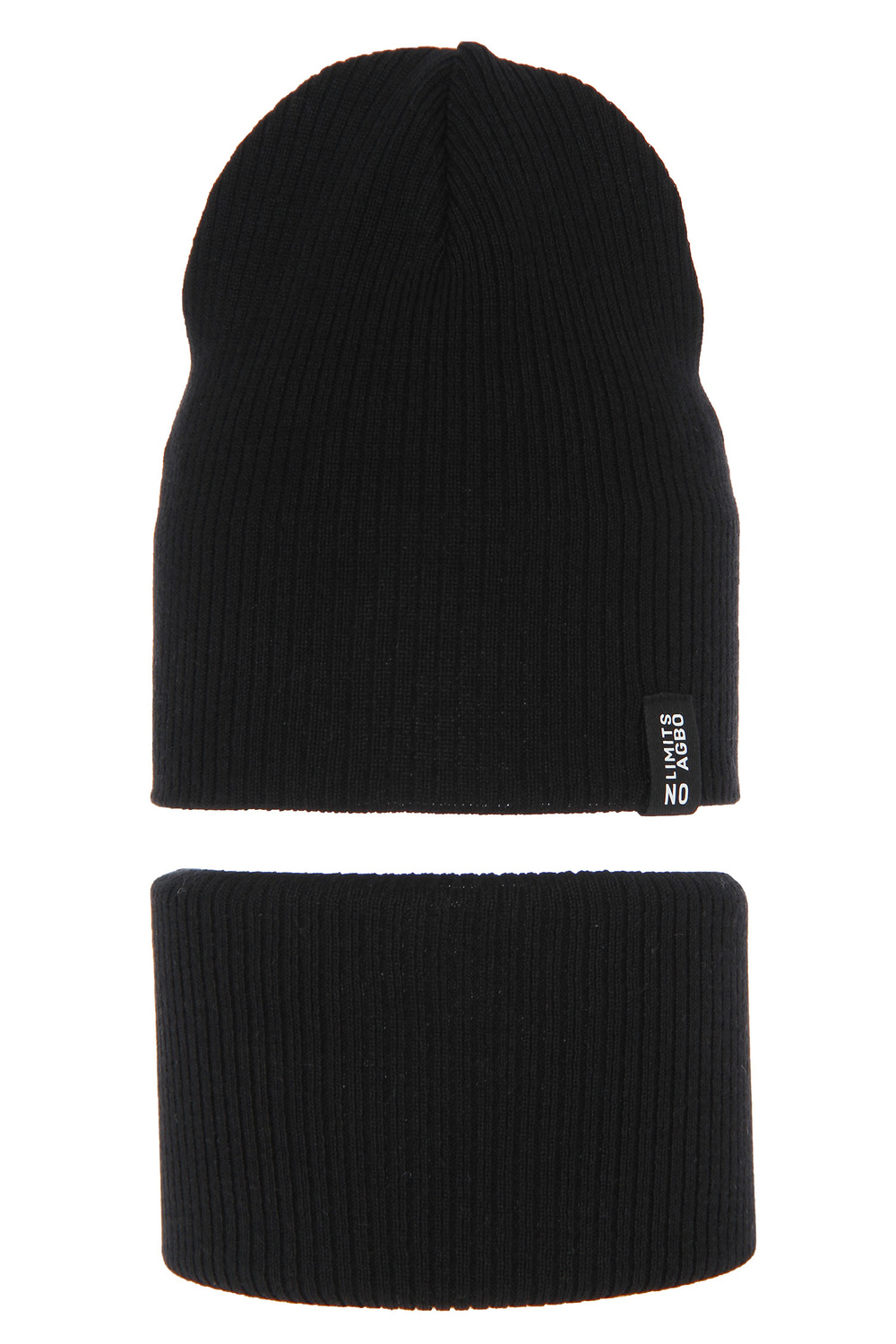 Jongens herfst/lente set (muts en buissjaal), met katoen, zwart, Tunis