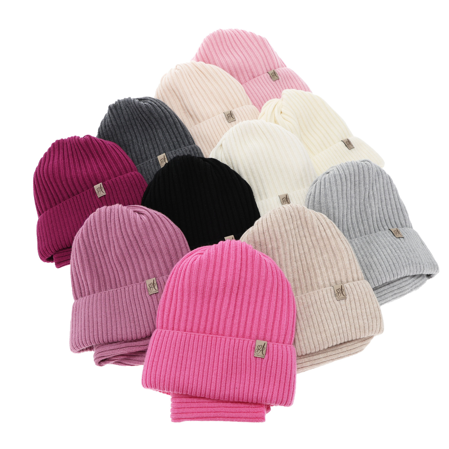 Ensemble d'hiver fille: bonnet et snood, gris foncé, avec laine mérinos, Patricia