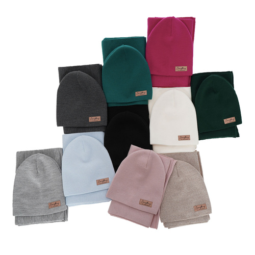 Dames herfst/lente set muts en sjaal, grijs, Zula