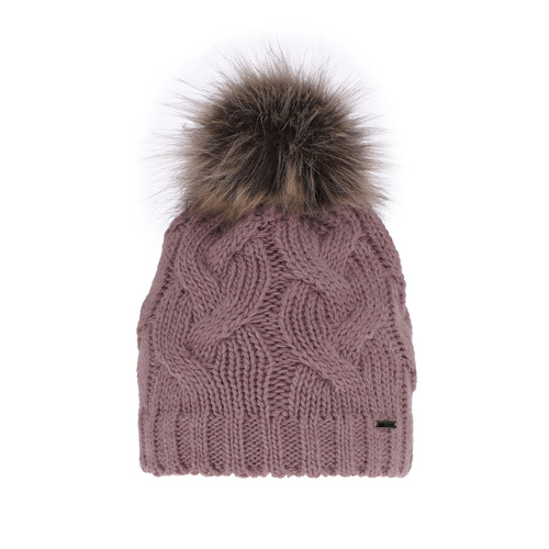 Bonnet d'hiver femme, hiver, wrzosowy, avec pompon, Terri