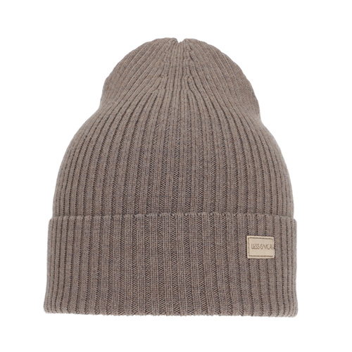 Bonnet d'hiver femme, hiver, beige foncé, 100% Laine Mérinos Extrafine, Sophie