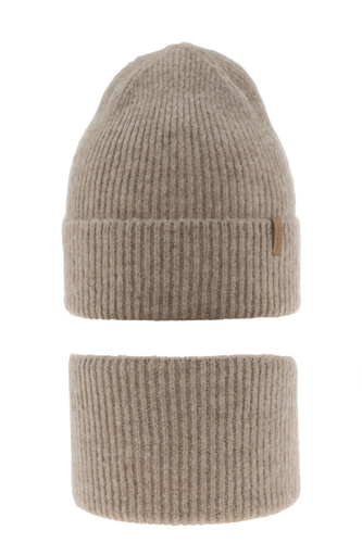 Ensemble d'hiver fille: bonnet et snood, beige, Edila