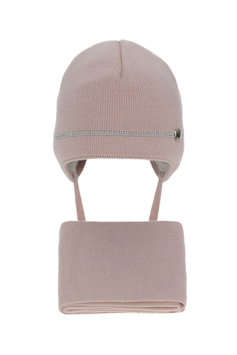 Ensemble d'hiver fille: bonnet et écharpe, rose, Elina