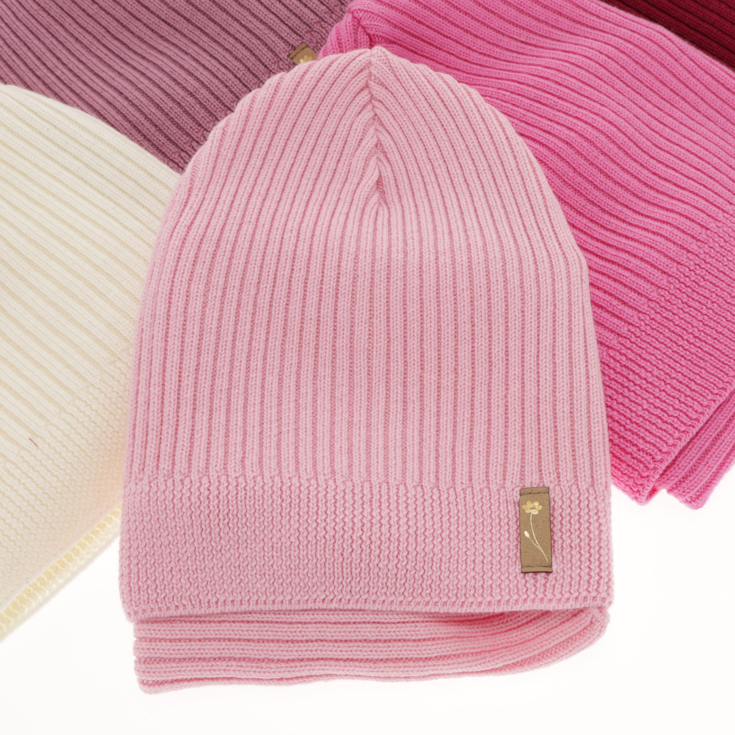 Ensemble automne/printemps fille: bonnet et snood, rose, avec laine mérinos, Chelsie