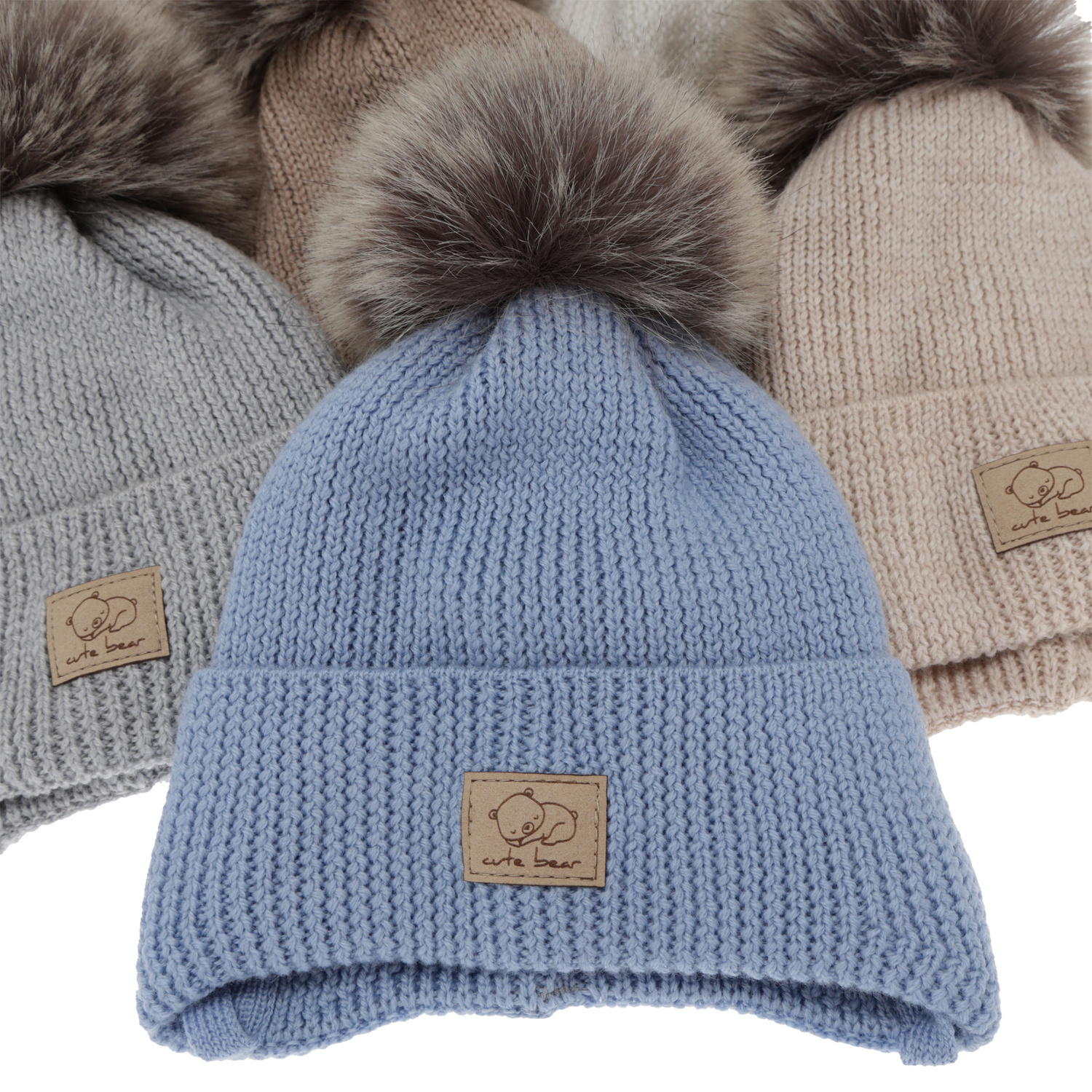 Jongens wintermuts, wiązana, 100% wełniana merino, kremowa, Jergen