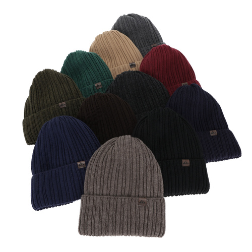 Heren wintermuts, bordeauxrood, met merinowol, Huno